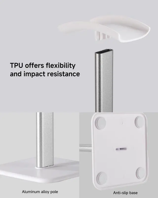 Alt view image 7 of 7 - Sleek Modern Headphone Stand for Desk - Easy Assembly & Disassembly - Exquisite Craftsmanship Headset Holder for All Type PC Wireless Gaming Headset (White)