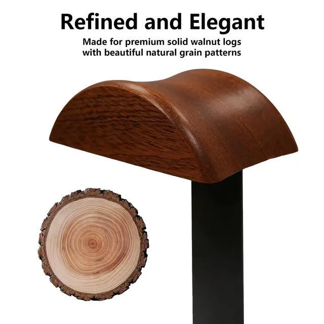 Alt view image 4 of 7 - Wooden Headphone Stand for Desk,Controller Stand for Desk with Storage Base | Controller and Headset Stand,Headset Holder with Gaming Controller Holder (Walnut)