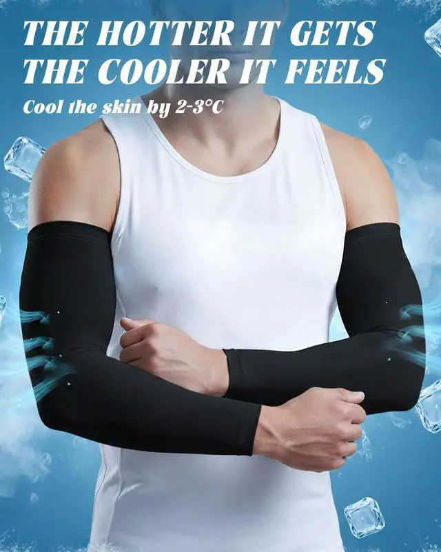 Alt view image 4 of 7 - Cooling Arm Sleeves UPF50 UV Sun Protection Compress | For Men Women, Work Sport Tattoo Cover Up, Breathable Lightweight