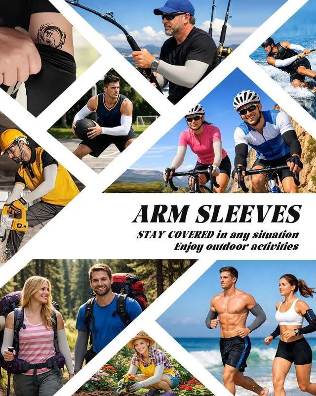 Alt view image 7 of 7 - Cooling Arm Sleeves UPF50 UV Sun Protection Compress | For Men Women, Work Sport Tattoo Cover Up, Breathable Lightweight