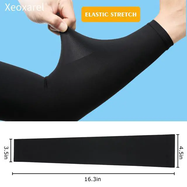Alt view image 4 of 7 - 4 Pairs UV Sun Protection Arm Sleeves - Tattoo Cover Up - UPF 50 Sports Compression Cooling Sleeve for Men & Women Black