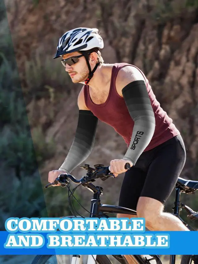 Alt view image 2 of 6 - 6 Pairs Arm Sleeve UV Sun Protection Sleeves Cooling Sports Anti Slip Ice Silk Warmers Arm Covers for Men Women(Fresh)