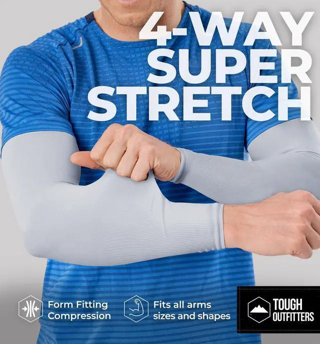 Alt view image 4 of 6 - UV Arm Sleeves for Men Women - Sun Protection Sleeves - Compression Golf Baseball Cooling Tattoo Arm Sleeve
