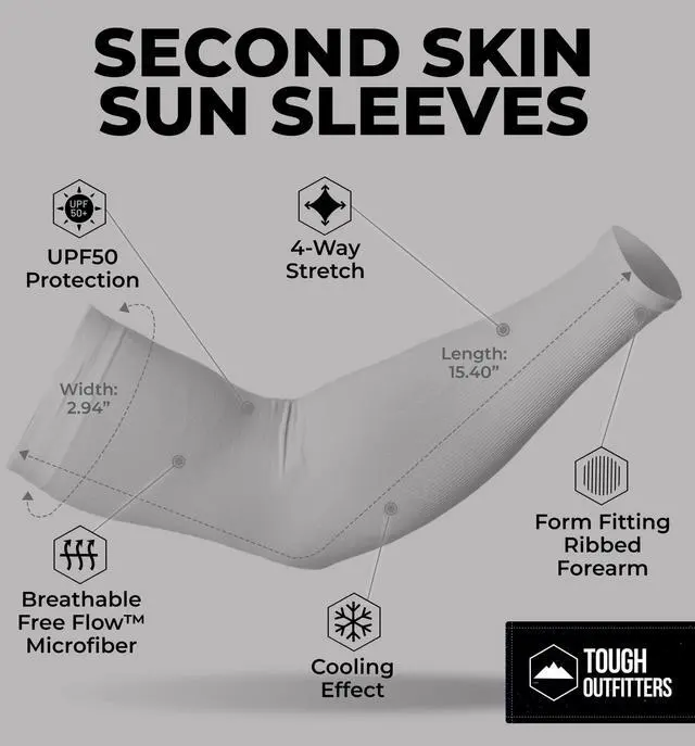Alt view image 5 of 6 - UV Arm Sleeves for Men Women - Sun Protection Sleeves - Compression Golf Baseball Cooling Tattoo Arm Sleeve