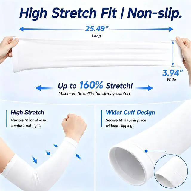 Alt view image 3 of 7 - 4 Pairs Arm Sleeves for Men Women, UV Protection Cooling Compression arm Sleeves for Volleyball Basketball Football Golf