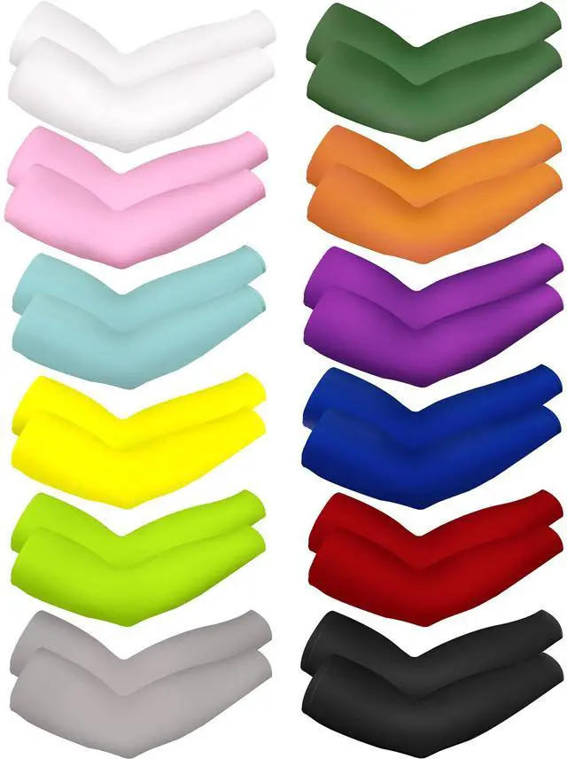 Main image of 12 Pairs Unisex UV Protection Arm Sleeves Sun Cover, 12 Solid Colors | Cooling Sun Sleeves for Men Women, Outdoor Driving Cycling, Lightweight Stretch Fabric, Mangas para Brazos