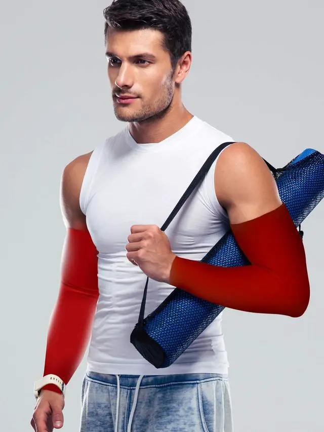 Alt view image 6 of 7 - 12 Pairs Unisex UV Protection Arm Sleeves Sun Cover, 12 Solid Colors | Cooling Sun Sleeves for Men Women, Outdoor Driving Cycling, Lightweight Stretch Fabric, Mangas para Brazos