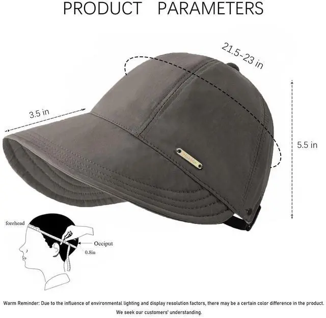 Alt view image 6 of 7 - Sunhats for Women UV Protection Ponytail Hat Packable Hats for Women Travel UPF 50 Hats for Men Adjustable Cap Gray