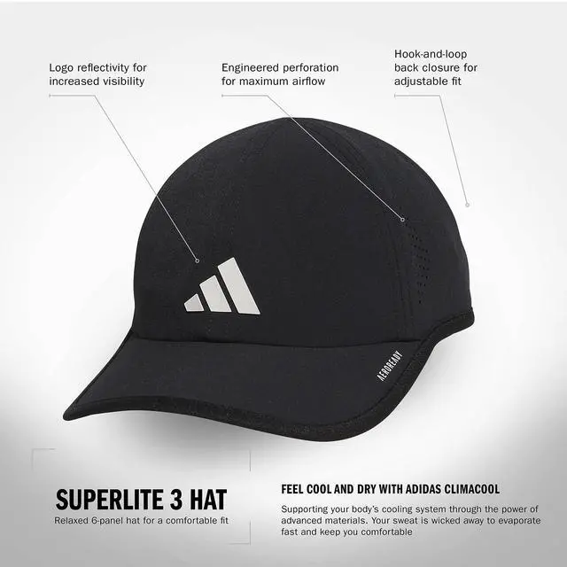 Alt view image 2 of 7 - Men's Superlite Hat Lightweight Moisture-Wicking Cap for Workout and Training, Black/White/3, OSFA