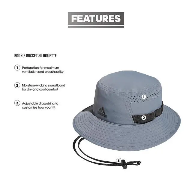 Alt view image 2 of 6 - Men's Victory Bucket Hat Outdoor Sun Boonie for Hiking and Fishing, Grey/Black/4, L/XL