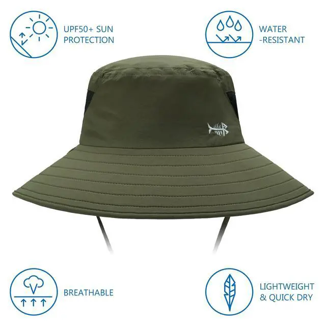 Alt view image 3 of 7 - UPF 50+ Breathable Sun Hat with Removable Face Cover and Neck Flap Wide Brim Bucket Hat for Fishing Hiking Men Women Army Green