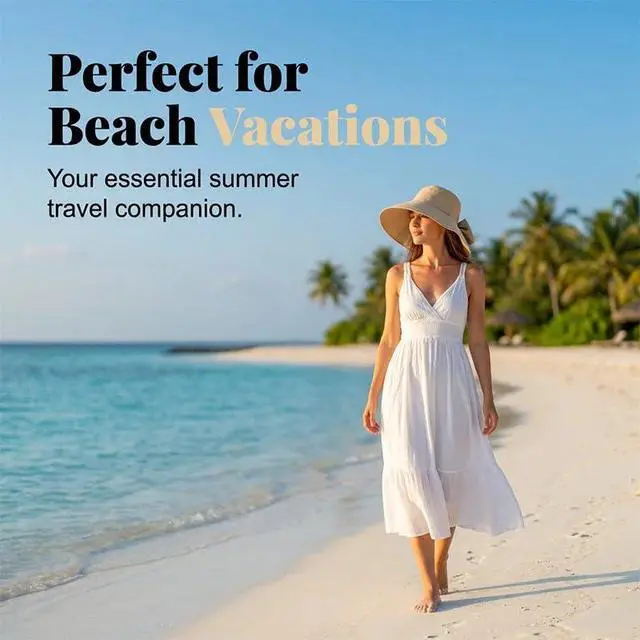 Alt view image 7 of 7 - Women's Bowknot Wide Brim Sun Hat Foldable, 360° Protection UV Protection Breathable Summer Travel Beach Hat (US, Alpha, One Size, Beige)