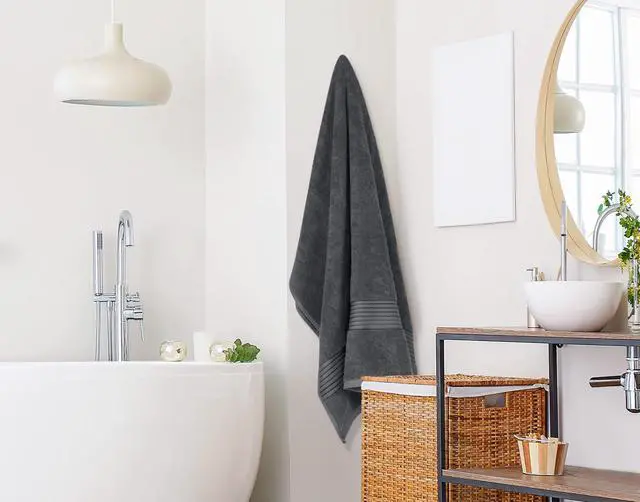 Alt view image 4 of 7 - Extra Large Bath Sheets, 2 Pack, 35x70 in, Cotton, Grey | Soft Lightweight Ring Spun Cotton Shower Towel Set - Highly Absorbent, Quick-Drying, Extra Large Bath Sheets, Durable