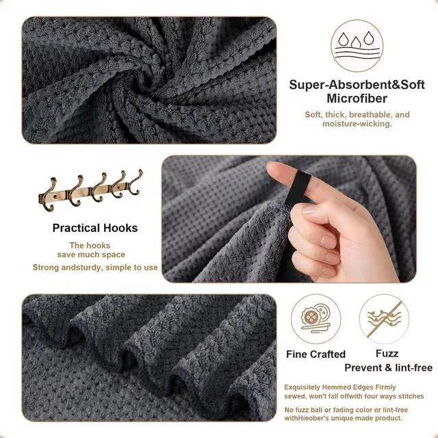 Alt view image 5 of 7 - 2 Pack Bath Towel Set, Waffle Bath Towel Set, Super Soft Highly Absorbent, Sturdy Quick Drying Towels for Bathroom, Gym, SPA, Yoga (2 Piece 27" x 55", 1Grey+1Purple)