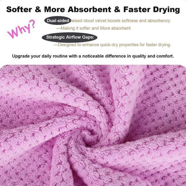 Alt view image 6 of 7 - 2 Pack Bath Towel Set, Waffle Bath Towel Set, Super Soft Highly Absorbent, Sturdy Quick Drying Towels for Bathroom, Gym, SPA, Yoga (2 Piece 27" x 55", 1Grey+1Purple)
