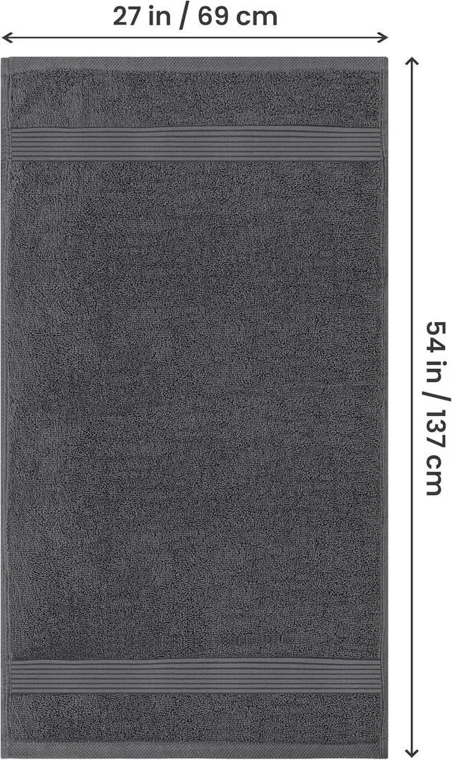 Alt view image 2 of 7 - 4 Pack Bath Towels Set, 27 by 54 Inches, 100% Ring Spun Cotton, Quick Dry, Highly Absorbent, Soft Feel Towels, Perfect for Daily Use, Grey