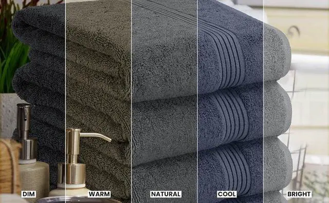 Alt view image 3 of 7 - 4 Pack Bath Towels Set, 27 by 54 Inches, 100% Ring Spun Cotton, Quick Dry, Highly Absorbent, Soft Feel Towels, Perfect for Daily Use, Grey