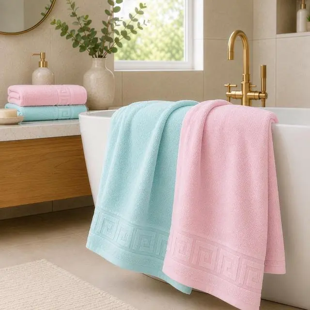 Alt view image 5 of 7 - *S 100% Cotton Bath Towels,4 Pack,30" x 60" Inches, Light Weight, Soft, Super Absorbent and Fast Drying, No Fading Multipurpose Use for Sports, Swimming, Travel, Fitness, Yoga, Multicolor.