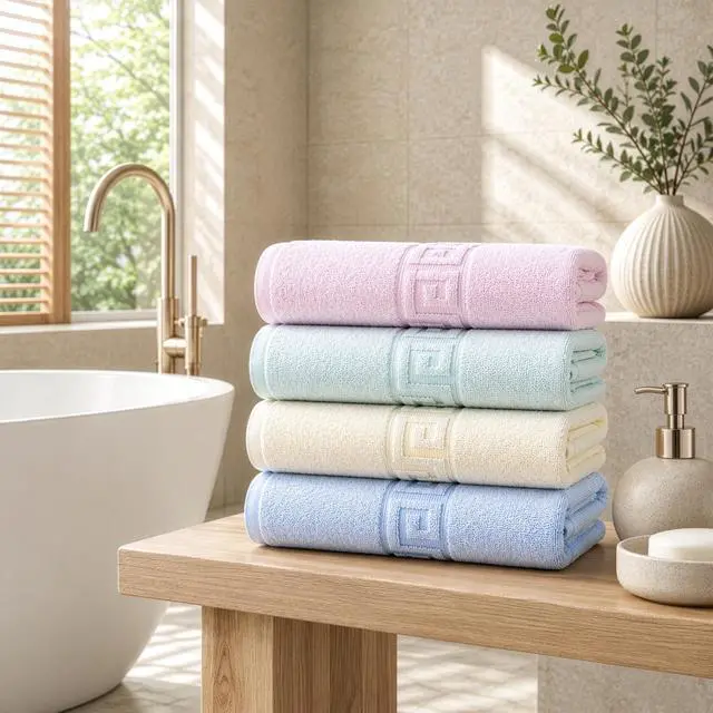 Alt view image 7 of 7 - *S 100% Cotton Bath Towels,4 Pack,30" x 60" Inches, Light Weight, Soft, Super Absorbent and Fast Drying, No Fading Multipurpose Use for Sports, Swimming, Travel, Fitness, Yoga, Multicolor.