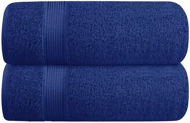 Main image of Cotton 2 Pack Oversized Bath Towel Set 28x55 inches, Large Bath Towels, Ultra Absorbant Compact Quickdry & Lightweight Towel, Ideal for Gym Travel Camp Pool - Navy Blue