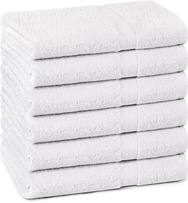 Main image of 100% Cotton White 6 Pack Bath Towel Set, Quick Dry, Super Absorbent, Light Weight, Soft Feel for Hotel, Spa and Bathroom (27 X 54) (White, 27 x 54 6 Pack)