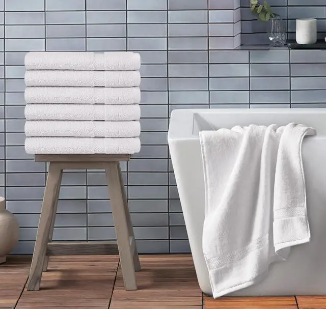Alt view image 6 of 7 - 100% Cotton White 6 Pack Bath Towel Set, Quick Dry, Super Absorbent, Light Weight, Soft Feel for Hotel, Spa and Bathroom (27 X 54) (White, 27 x 54 6 Pack)