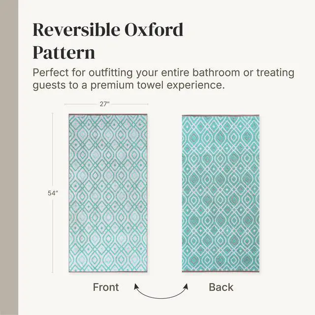 Alt view image 6 of 7 - 6 Piece Bath Towel Set Bathroom Set with 2 Bath Towels, 2 Hand Towels, and 2 Wash Cloths 100% Cotton, Super Absorbent & Extra Soft Reversible Classic Diamond (Aqua)