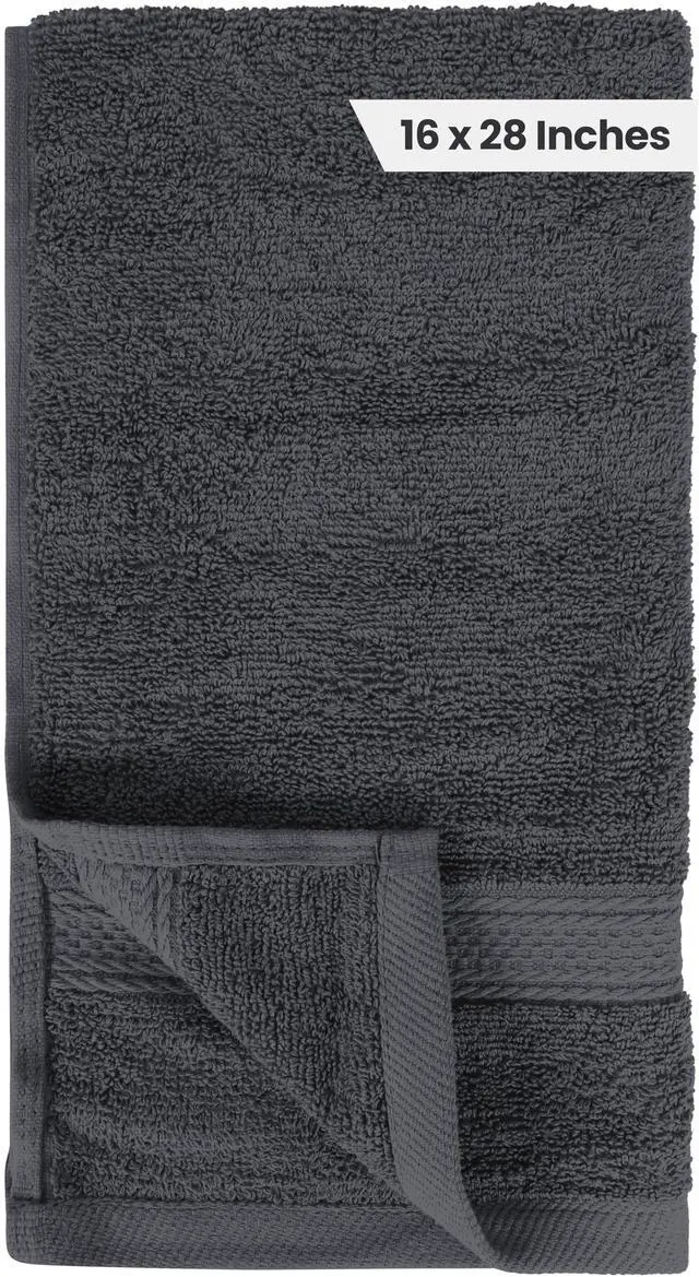 Alt view image 5 of 7 - 6 Pack Premium Hand Towels, 16x28 in, 600 GSM Cotton, Grey | Premium Ultra-Soft Lightweight Ring Spun Cotton Hand Towels - Highly Absorbent, Ideal for Bathroom, Gym, Spa & Hotel