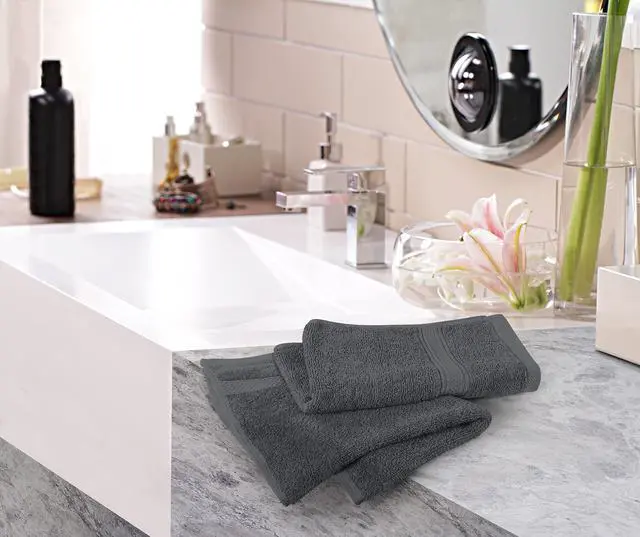 Alt view image 7 of 7 - 6 Pack Premium Hand Towels, 16x28 in, 600 GSM Cotton, Grey | Premium Ultra-Soft Lightweight Ring Spun Cotton Hand Towels - Highly Absorbent, Ideal for Bathroom, Gym, Spa & Hotel
