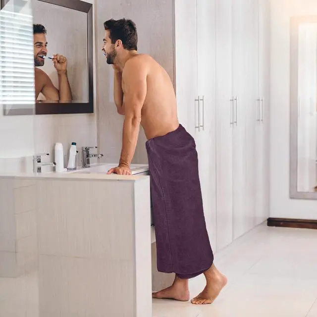 Alt view image 3 of 7 - Jumbo Bath Sheets, 2 Pack, 35x70 in, 600 GSM Cotton, Plum | Extra Large Ring Spun Cotton Bath Sheets - Soft, Plush, Quick-Drying, Highly Absorbent, Great for Everyday Use