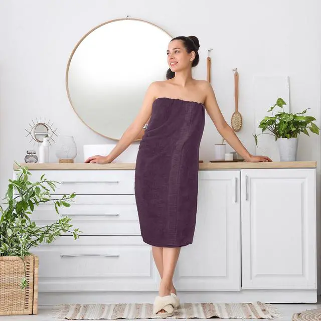 Alt view image 7 of 7 - Jumbo Bath Sheets, 2 Pack, 35x70 in, 600 GSM Cotton, Plum | Extra Large Ring Spun Cotton Bath Sheets - Soft, Plush, Quick-Drying, Highly Absorbent, Great for Everyday Use