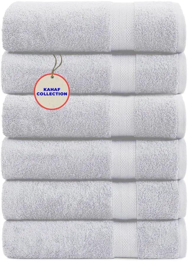 Main image of 100% Cotton Bath Towel Set, White 24x48 Pack of 6 Towels, Quick Dry, Highly Absorbent, Soft Feel Towel, Gym, Spa, Bathroom, Shower, Pool, Luxury Soft Towels Light-Weight