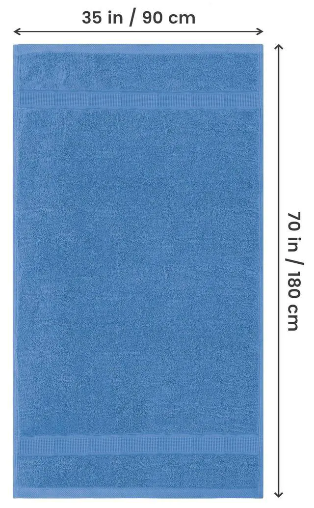 Alt view image 2 of 7 - Jumbo Bath Sheets, 2 Pack, 35x70 in, 600 GSM Cotton, Electric Blue