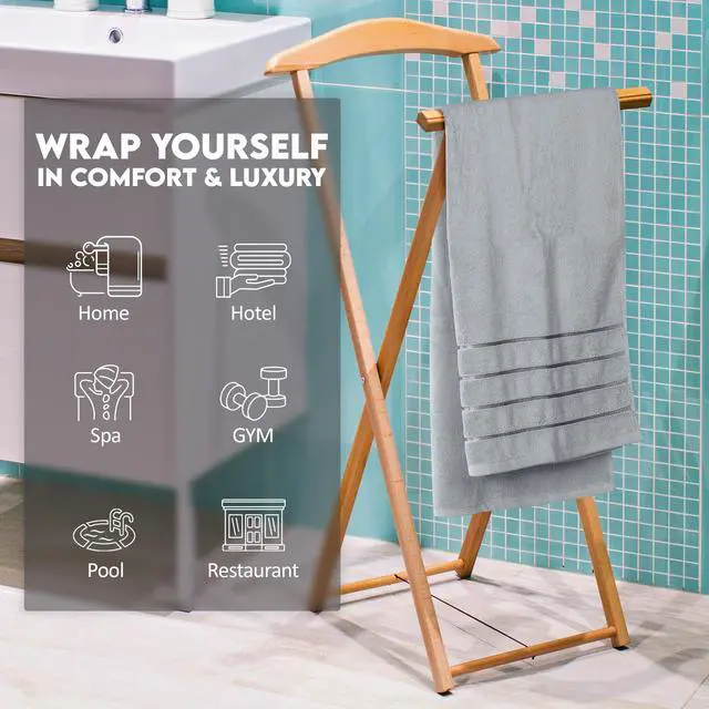 Alt view image 4 of 7 - 4 Pack Premium Viscose Oversized Bath Towels Set, Ring Spun Cotton, 27 by 54 Inches, Highly Absorbent, Quick Drying Shower Towels for Bathroom, Spa, Hotel and Gym, Cool Grey