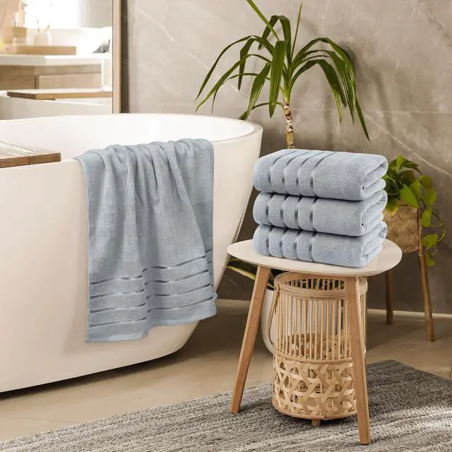 Alt view image 6 of 7 - 4 Pack Premium Viscose Oversized Bath Towels Set, Ring Spun Cotton, 27 by 54 Inches, Highly Absorbent, Quick Drying Shower Towels for Bathroom, Spa, Hotel and Gym, Cool Grey