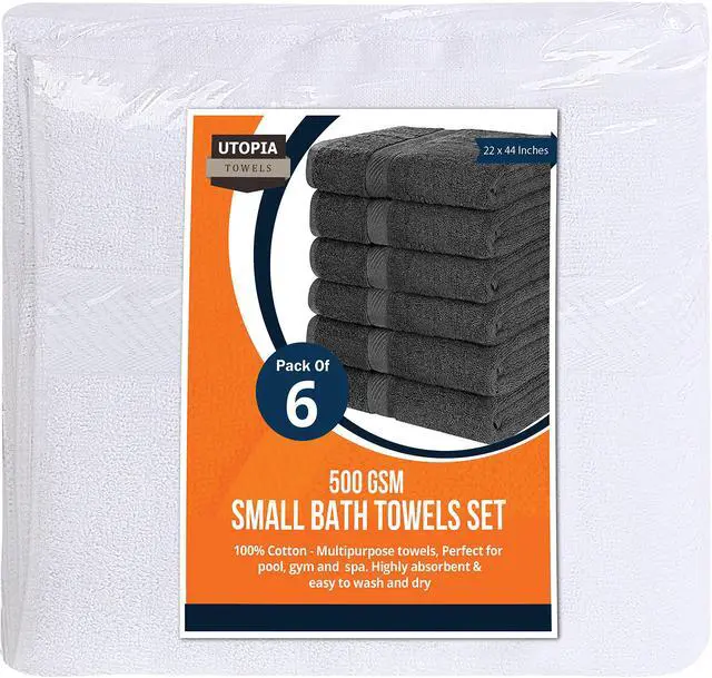 Alt view image 2 of 6 - 6 Pack Medium Bath Towel Set, 500 GSM 100% Ring Spun Cotton, Lightweight and Highly Absorbent Quick Drying Premium Towels for Hotel, Spa and Bathroom, White