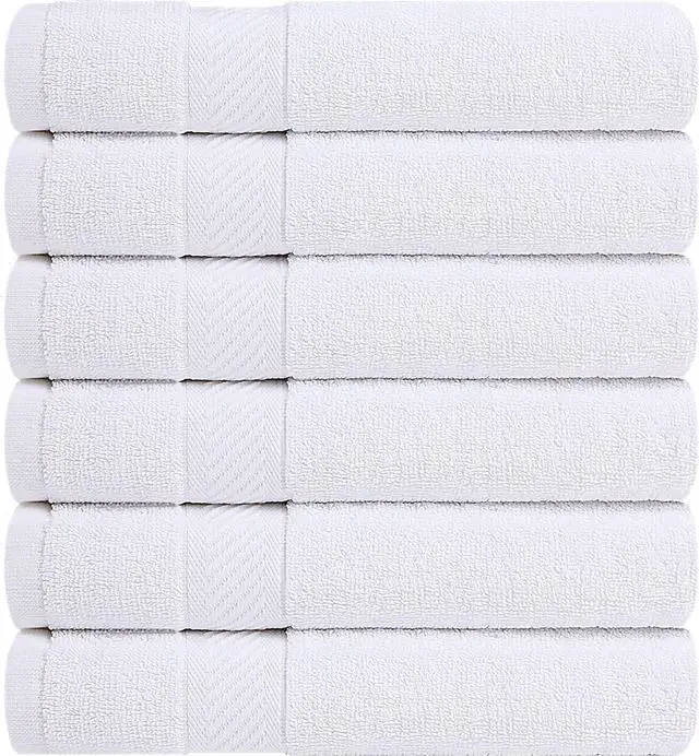 Alt view image 3 of 6 - 6 Pack Medium Bath Towel Set, 500 GSM 100% Ring Spun Cotton, Lightweight and Highly Absorbent Quick Drying Premium Towels for Hotel, Spa and Bathroom, White