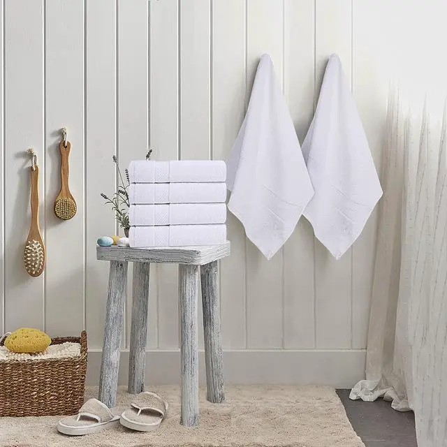 Alt view image 4 of 6 - 6 Pack Medium Bath Towel Set, 500 GSM 100% Ring Spun Cotton, Lightweight and Highly Absorbent Quick Drying Premium Towels for Hotel, Spa and Bathroom, White