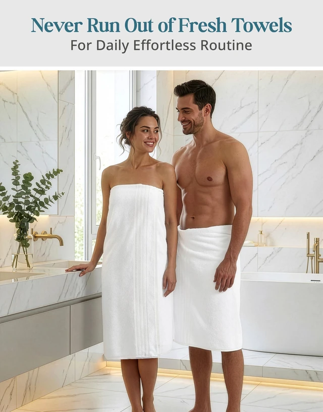 Alt view image 5 of 7 - Bath Towels 100% Cotton 2 Piece Soft Absorbent - White | Bath Towel Set, Soft & Durable, Ring-Spun, Ideal for Spa & Home, with OEKO-TEX