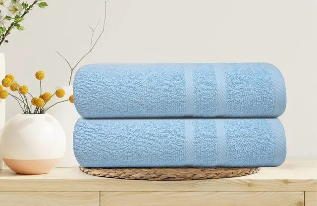 Alt view image 4 of 6 - 6 Pack Small Bath Towel Set - 100% Cotton 23x46 Shower Towels in 450 GSM. Lightweight & Absorbent Quick Dry Gym Towel for Showering, Pet Drying, Spas & Salons. Terry Ringspun Towels (Aqua)
