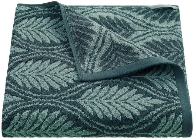 Main image of Restore Fern Ogee Bath Towel Soft, Absorbent, Moisture-Wicking and Quick to Dry Lightweight for Everyday Use Comfortable Feel with Convenient Loop for Hanging 30" x 56" Jade