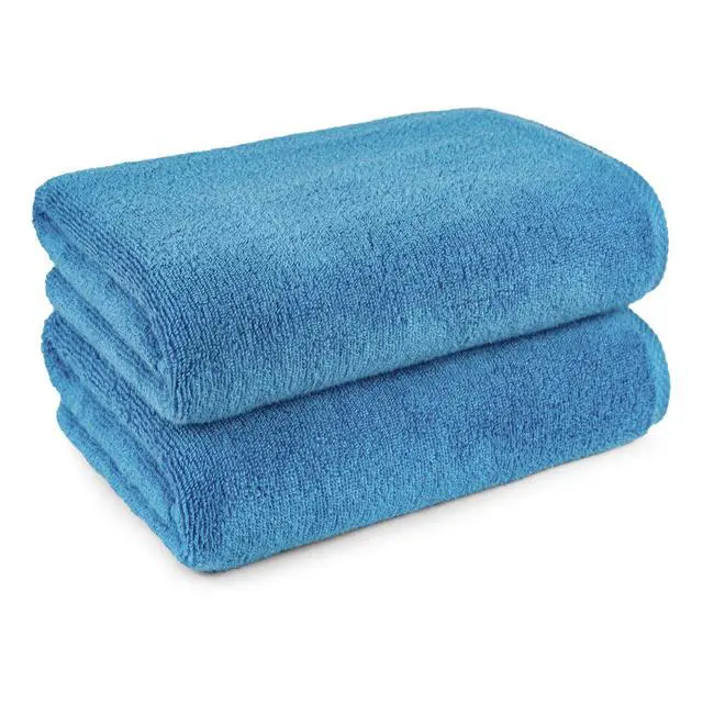 Alt view image 3 of 5 - 2-Piece Quick-Dry Oversize Bath Towel, 100% Cotton, 54" x 30", Lake Blue