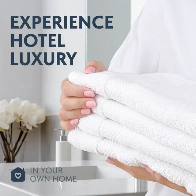 Alt view image 6 of 6 - Luxury White Hand Towels - Soft 100% Turkish Cotton | Highly Absorbent Hotel spa Bathroom Towel Collection | 16x30 Inch | Set of 6