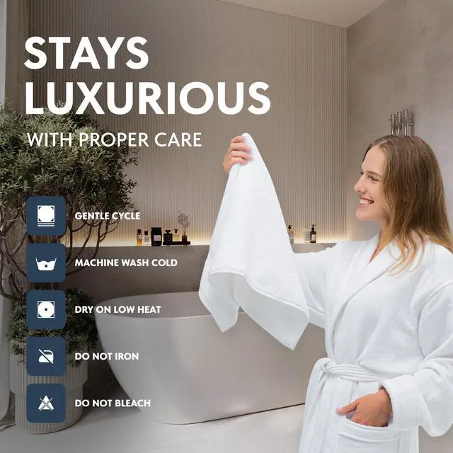 Alt view image 5 of 6 - Luxury White Hand Towels - Soft 100% Turkish Cotton | Highly Absorbent Hotel spa Bathroom Towel Collection | 16x30 Inch | Set of 6