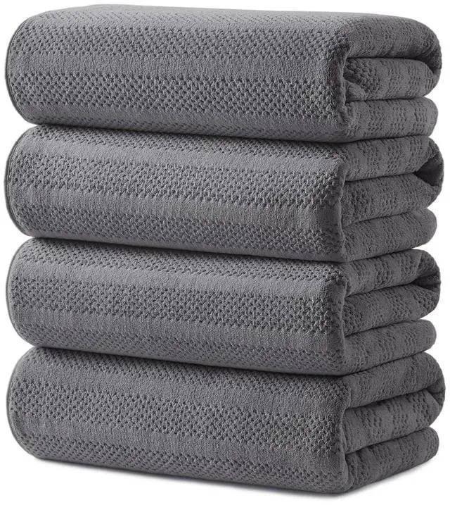 Main image of Microfiber Bath Towels Set of 4, 31 x 63 Inch Extra Large Bath Towel Set, Super Soft & Highly Absorbent, Quick Dry Lightweight Towels for Bathroom, Gym, Spa, Pool & Travel, Gray