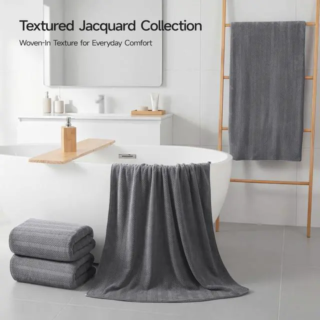 Alt view image 2 of 7 - Microfiber Bath Towels Set of 4, 31 x 63 Inch Extra Large Bath Towel Set, Super Soft & Highly Absorbent, Quick Dry Lightweight Towels for Bathroom, Gym, Spa, Pool & Travel, Gray