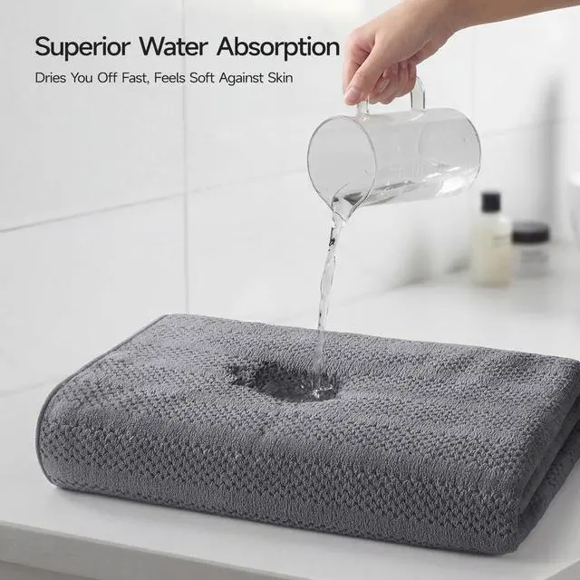 Alt view image 5 of 7 - Microfiber Bath Towels Set of 4, 31 x 63 Inch Extra Large Bath Towel Set, Super Soft & Highly Absorbent, Quick Dry Lightweight Towels for Bathroom, Gym, Spa, Pool & Travel, Gray