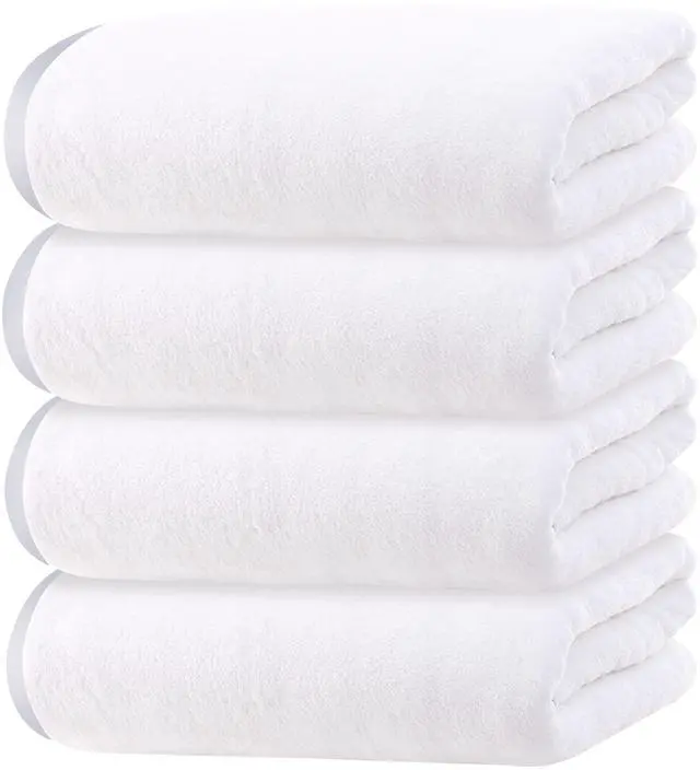 Main image of Microfiber 4 Pack Bath Towel Set, Lightweight and Quick Drying, Ultra Soft Highly Absorbent Towels for Bathroom, Gym, Hotel, Beach and Spa (White)