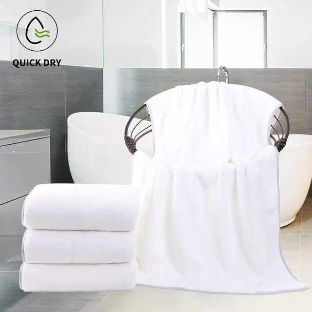 Alt view image 2 of 7 - Microfiber 4 Pack Bath Towel Set, Lightweight and Quick Drying, Ultra Soft Highly Absorbent Towels for Bathroom, Gym, Hotel, Beach and Spa (White)