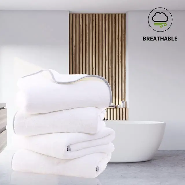 Alt view image 3 of 7 - Microfiber 4 Pack Bath Towel Set, Lightweight and Quick Drying, Ultra Soft Highly Absorbent Towels for Bathroom, Gym, Hotel, Beach and Spa (White)